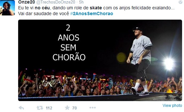 Fã lamenta morte de Chorão no Twitter