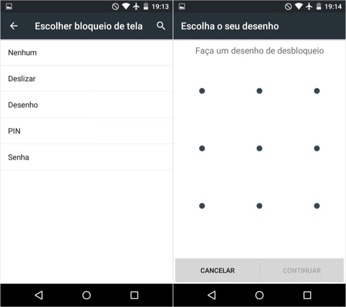 Definindo um desenho para desbloqueio do aparelho (Foto: Reprodução/Helito Bijora) Definindo um desenho para desbloqueio do aparelho (Foto: Reprodução/Helito Bijora)