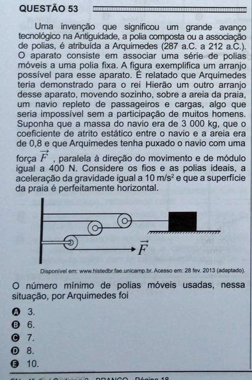 ENEM 2016 - 1º DIA - PROVA BRANCA - QUESTÃO 53 (Foto: G1 )