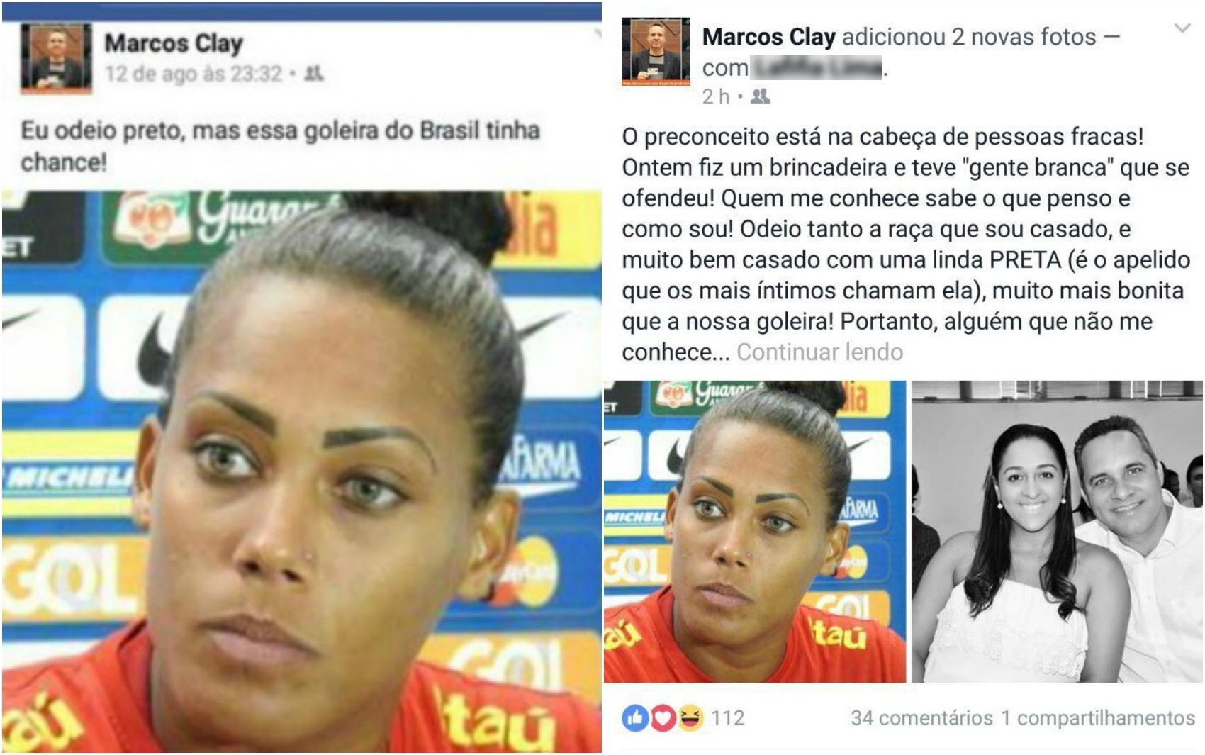 Após polêmica, Marcos Clay se posicionou novamente e depois apagou posts (Foto: Reprodução/Facebook)