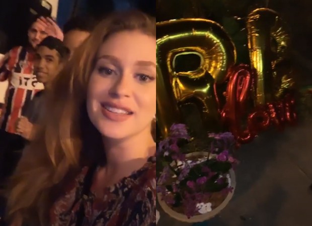 Marina Ruy Barbosa ganha surpresa de fãs na porta do Projac (Foto: Reprodução/Instagram) Marina Ruy Barbosa ganha surpresa de fãs na porta do Projac (Foto: Reprodução/Instagram)
