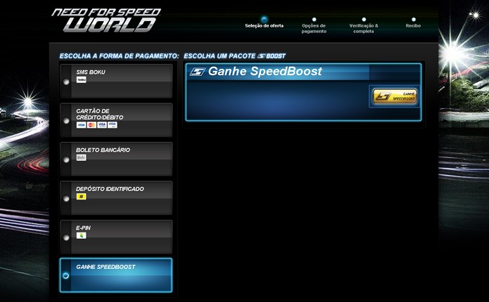 A opção Ganhe SpeedBoost oferece uma saída trabalhosa porém gratuita para conseguir a moeda (Foto: Reprodução)