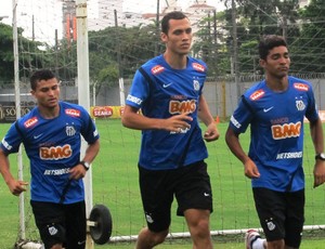 Maranhão, Neto e Alan Santos treino Santos (Foto: Lincoln Chaves / Globoesporte.com)