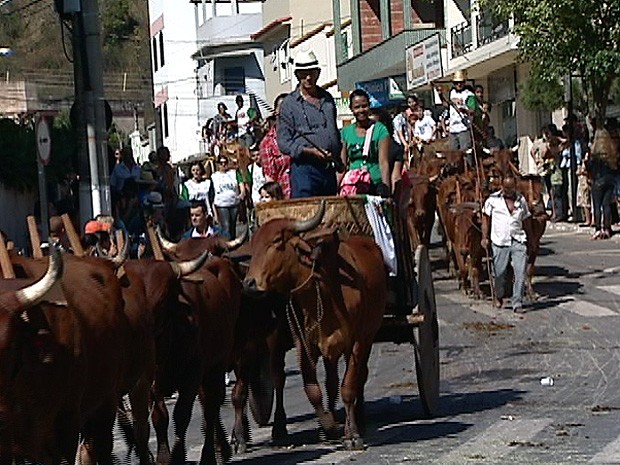 170 bois desfilaram pelas ruas de Afonso Cláudio (Foto: Reprodução/TV Gazeta)