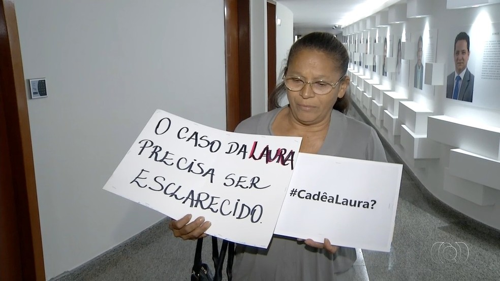 Avó de Laura busca por menina de 9 anos desaparecida há mais de um ano (Foto: Reprodução/TV Anhanguera)