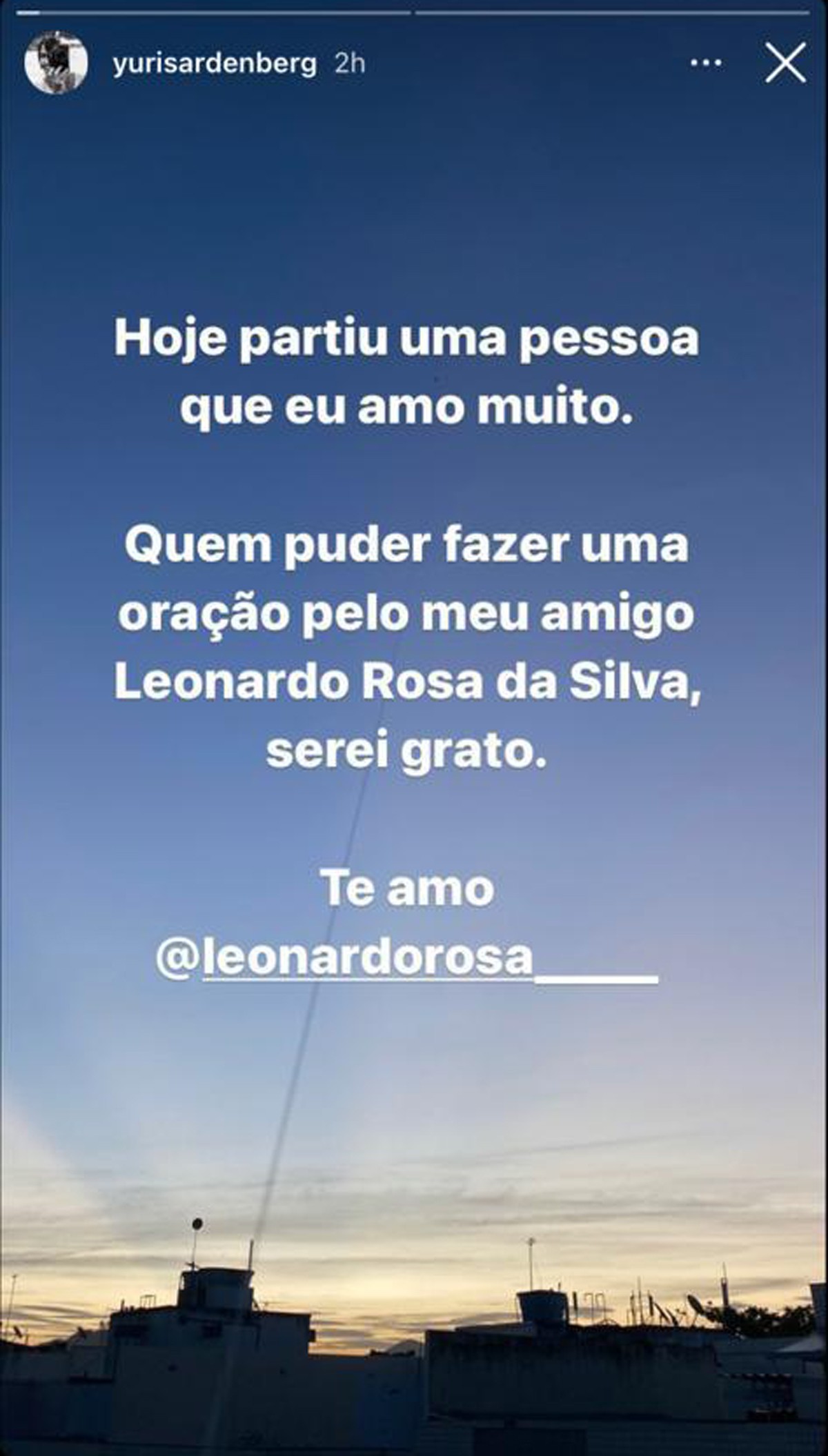 Yuri Sardenberg lamenta morte de  Léo Rosa (Foto: Reprodução Instagram)