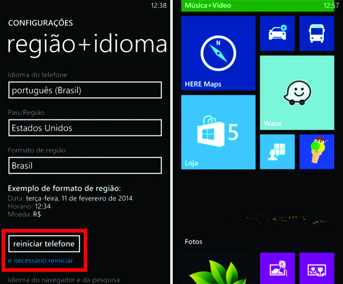 Reinicie o Windows Phone para ter acesso ao conteúdo de outras lojas de aplicativos (Foto: Reprodução/Elson de Souza)