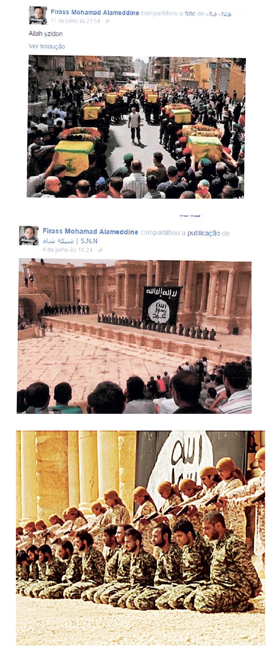 Perfil de Firas Allameddin mostram simpatia pelo terror (Foto: Reprodução)