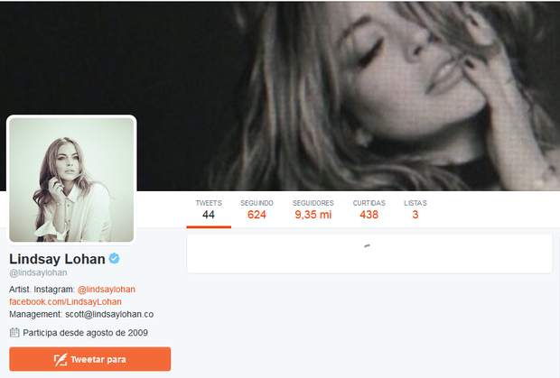 No Twitter de Lindsay Lohan também não é mais possível ver seus post (Foto: Reprodução / Twitter)