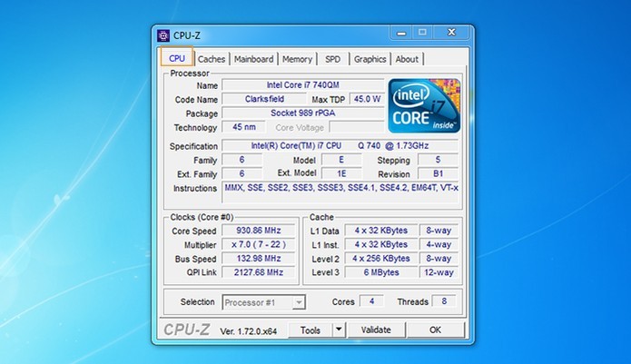 CPU-Z revela detalhes do processador, memória e outros componentes (Foto: Reprodução/Bárbara Mannara)