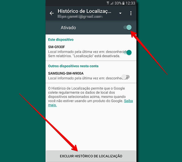 Você pode ligar ou desligar o recurso, além de solicitar ao Google que seu histórico seja completamente apagado (Foto: Reprodução/Filipe Garrett)