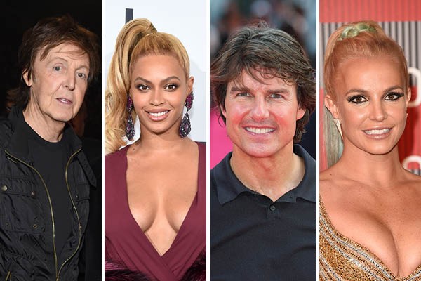 Paul McCartney, Beyoncé, Tom Cruise e Britney Spears (Foto: Getty Images)