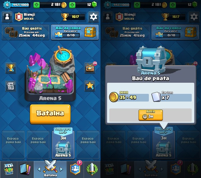 Baús devem ser primeira opção para cartas em Clash Royale (Foto: Reprodução/Felipe Vinha)
