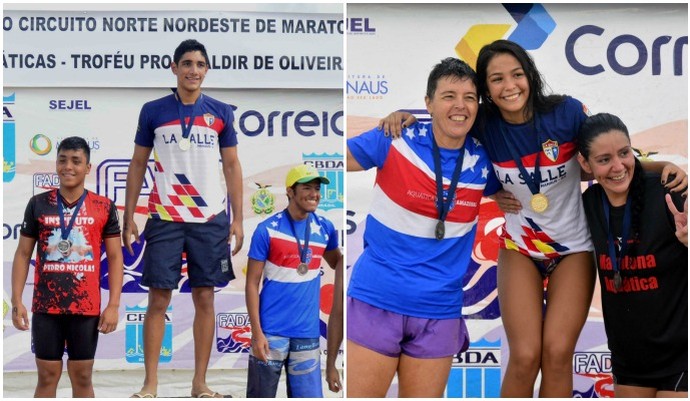 Leonardo Brasil e Elysa Oliveira natação Amazonas (Foto: Antônio Lima/Sejel)