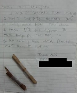 Carta de criança a um parque nacional nos EUA (Foto: Reprodução/Facebook/ Yosemite National Park)