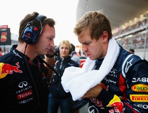 Christian Horner e Vettel no paddock do GP da Índia (Foto: Getty Images)