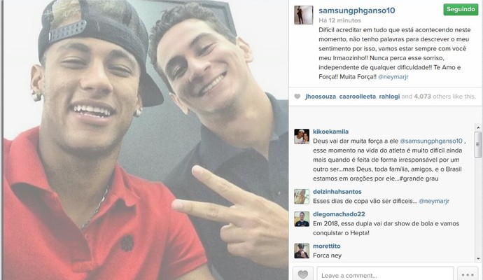 Paulo Henrique Ganso envia mensagem para Neymar (Foto: Reprodução/Instagram)