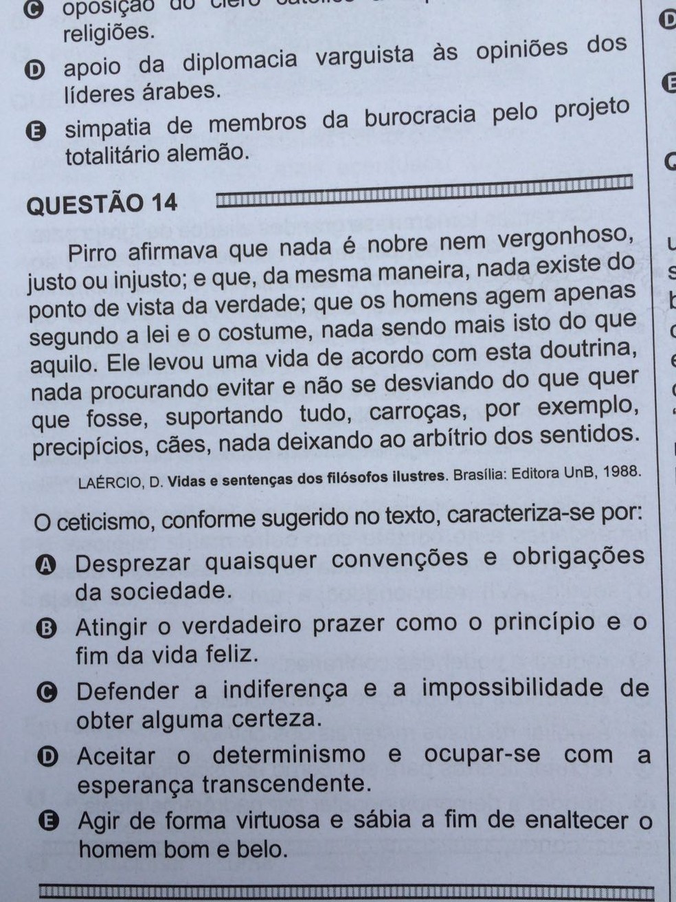  ENEM 2016 - 1º DIA - PROVA BRANCA - QUESTÃO 14 (Foto: G1 )