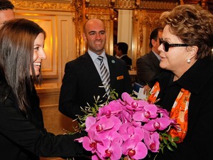 Presidente Dilma Rousseff é recepcionado na chegado a Nova York (Foto: Roberto Stuckert Filho/PR)