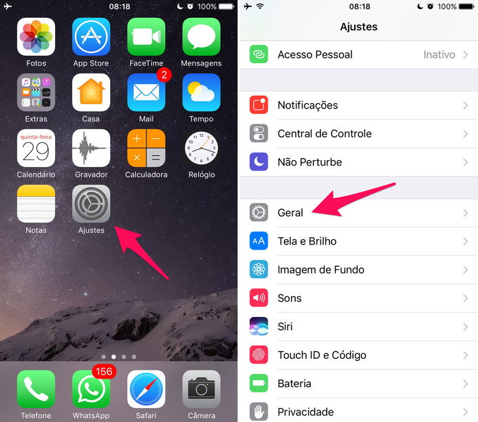 Vá nos ajustes do iPhone (Foto: Reprodução/Lucas Mendes)