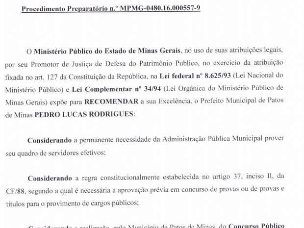 G Mp Investiga Irregularidades Em Concurso P Blico De Patos De Minas