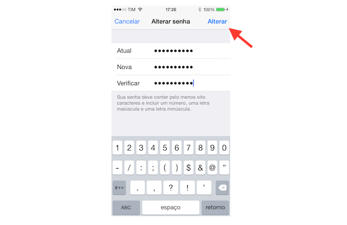 Alterando a senha do iCloud através do iPhone (Foto: Reprodução/Marvin Costa)