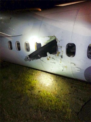 Hélice de avião atravessou cabine e atingiu passageira em acidente com voo da Air Canada Express (Foto: Reprodução/Facebook/Melissa Menard)