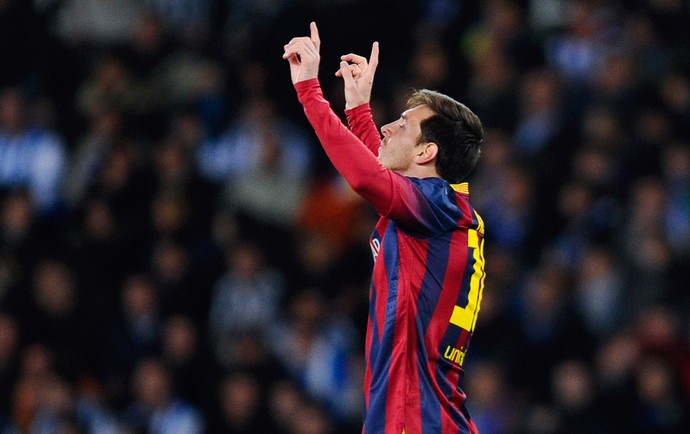 Messi gol Barcelona x Real Sociedad (Foto: Getty Images)
