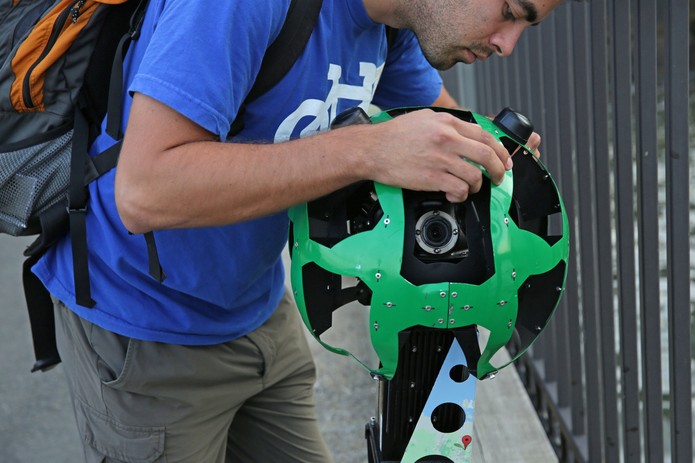 Equipamento para registrar as imagens em 360 graus da Estátua da Liberdade (Foto: Reprodução/The New York Times) Equipamento para registrar as imagens em 360 graus da Estátua da Liberdade (Foto: Reprodução/The New York Times)