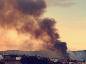 Fumaça do incêndio da mata do céu em Pitangui (Foto: Alan Fred/Arquivo Pessoal)