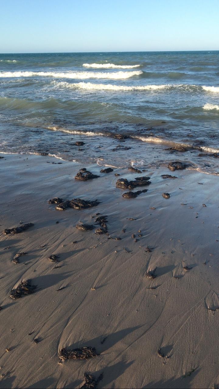 Manchas de óleo atingem a praia de Canoa Quebrada um dos principais