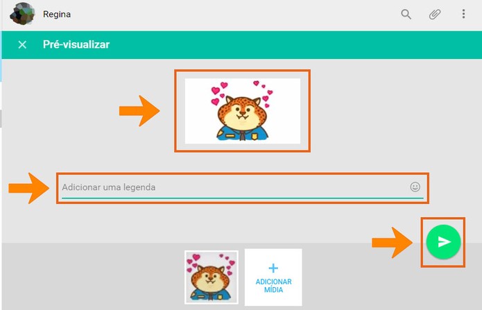 Abra a pré-visualização do GIF e escreva a legenda (Foto: Reprodução/Barbara Mannara)