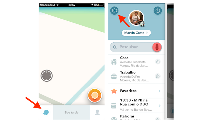 Acessando as configurações do Waze no iPhone (Foto: Reprodução/Marvin Costa)