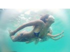 Sereia? Stéphannie Oliveira mostra corpo em forma durante mergulho