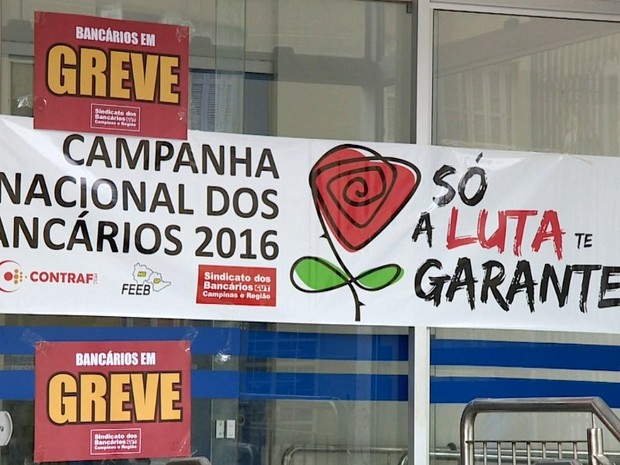 Primeiro dia de greve dos bancários afetou 161 postos de trabalho em Campinas e região (Foto: Reprodução / EPTV)