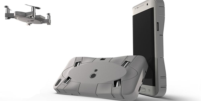 Drone pode ser acoplado a um case para celular para facilitar o transporte (Foto: Divulgação/Selfly)