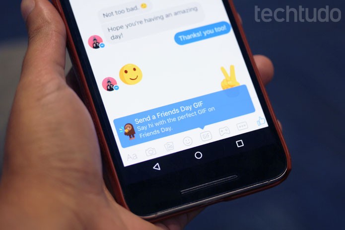 Ao conectar no Messenger, Facebook vai sugerir GIFs de amizade no seu aniversário (Foto: Melissa Cruz / TechTudo) Ao conectar no Messenger, Facebook vai sugerir GIFs de amizade no seu aniversário (Foto: Melissa Cruz / TechTudo)