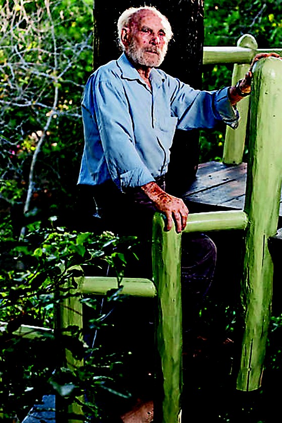 SUBLIME Frans Krajcberg em sua casa, na Bahia. O artista que falava pela madeirao ensino superior está no centro do debate polít (Foto:  Eduardo Knapp/Folhapress)