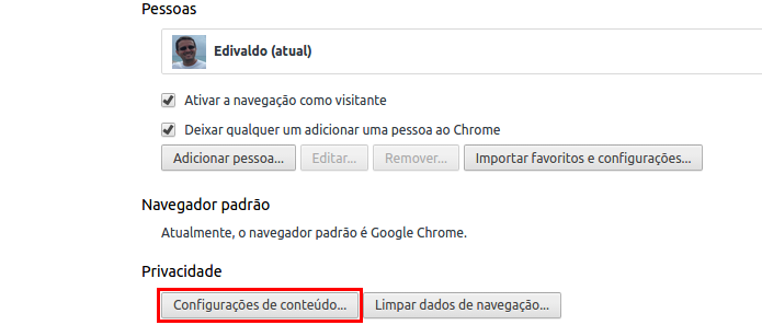 Clicando em Configurações de conteúdo… (Foto: Reprodução/Edivaldo Brito)