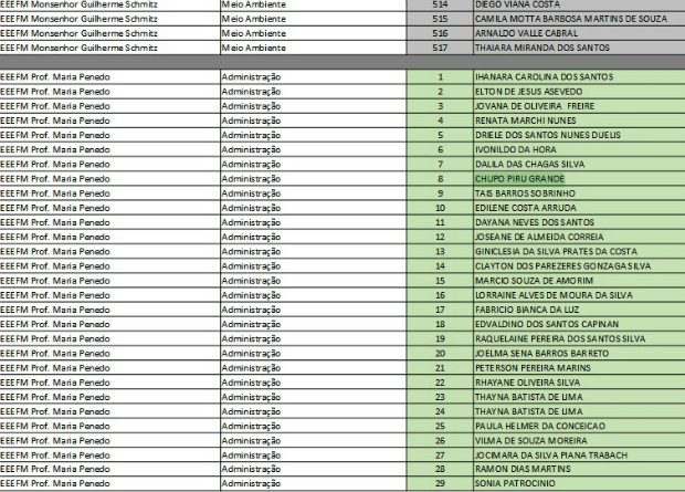 Lista de aprovados em cursos técnicos de nível médio da Sedu-ES. Captura de tela feita às 17h50 (Foto: Reprodução/ Internet)