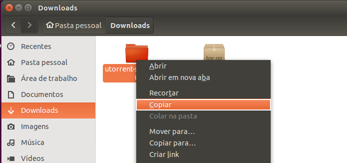 Copiando a pasta do uTorrent (Foto: Reprodução/Edivaldo Brito)