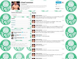 Twitter de Chael Sonnen com escudo do Palmeiras no fundo de tela (Foto: Reprodução/Twitter)
