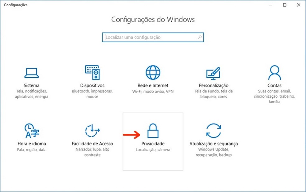 Janela de configurações do Windows 10 (Foto: Reprodução/Raquel Freire)