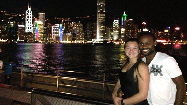 Vagner love e noiva Lucilene China Shandong Luneng (Foto: Arquivo Pessoal)