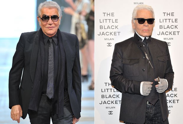 ROBERTO CAVALLI (À ESQ) E KARL LAGERFELD (À DIR.) (Foto: Getty Images) ROBERTO CAVALLI (À ESQ) E KARL LAGERFELD (À DIR.) (Foto: Getty Images)