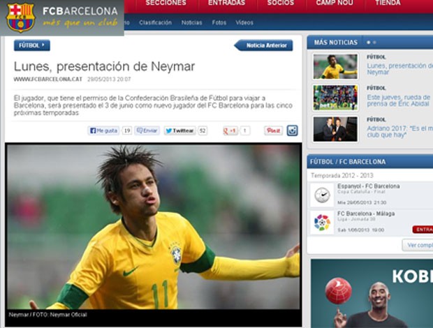 neymar barcelona print (Foto: Reprodução/Site Oficial Barcelona)