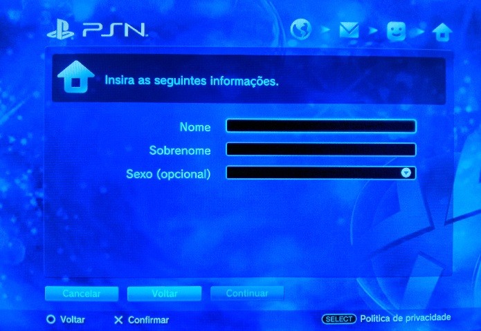 PSN: como criar seu cadastro. (Foto: Reprodução/ Emanuel Schimidt)