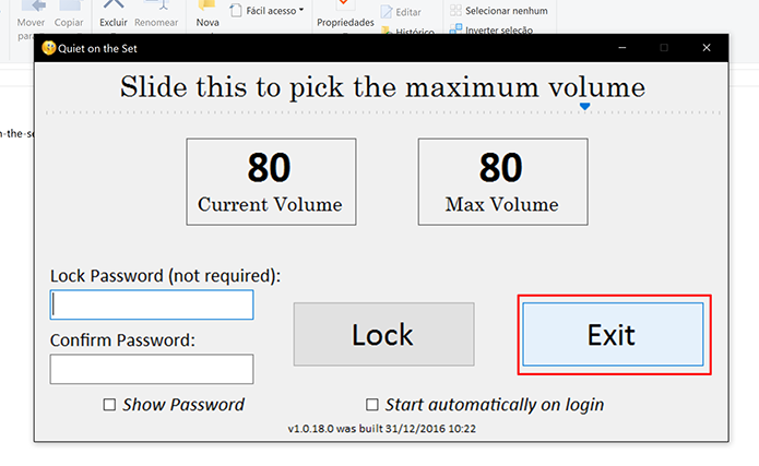 Clique em Exit para encerrar o controle de volume do Windows (Foto: Reprodução/Elson de Souza)