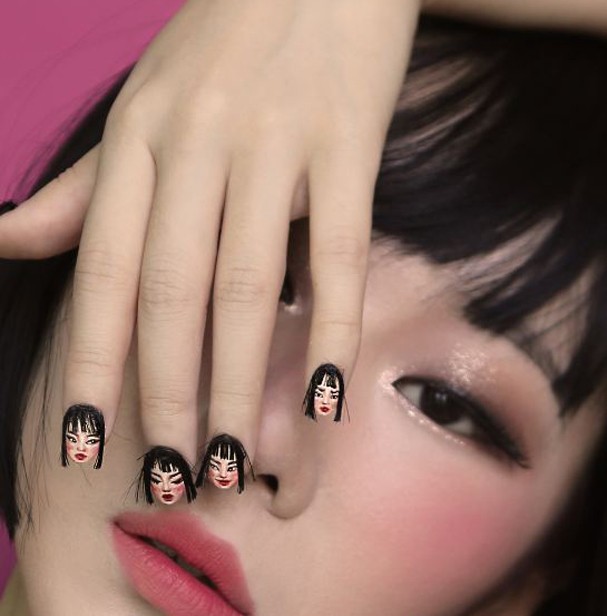 Nail art com cabelo (Foto: Reprodução) Nail art com cabelo (Foto: Reprodução)