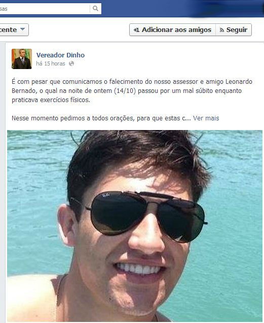 Leonardo teve um mal súbito (Foto: Reprodução/Facebook)